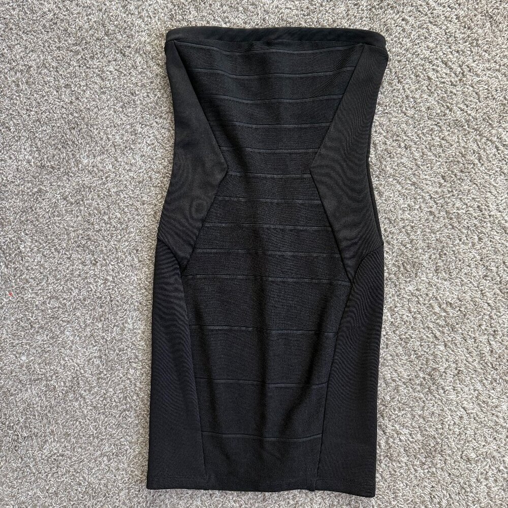 TOPSHOP Women's Strapless Black Dress with Neon Pink Zipper Accent - Size 2